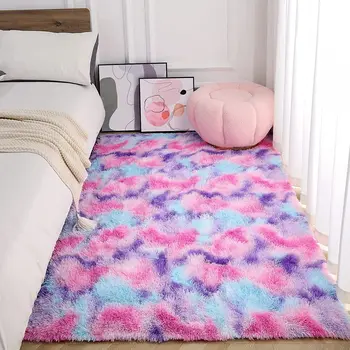 Пушистый радужный ковер Градиентный Ковер плюшевые ковры для гостиной мягкие коврики для девочек детская комната домашний декор коврики для игр
