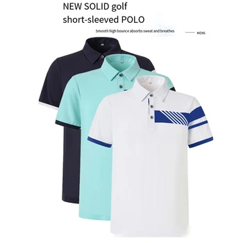 2023 Новая летняя мужская футболка для гольфа с коротким рукавом для спорта на открытом воздухе, повседневная футболка Ice Silk, быстросохнущая дышащая рубашка-поло, одежда для гольфа