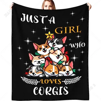 Милое животное Собака корги, мягкое и теплое одеяло, просто девушка, которая любит фланелевые пледы Corgi, кровать, постельное белье, диван
