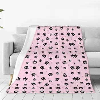 Розовые одеяла с лапками, плюшевое забавное теплое одеяло для дома Осень/зима