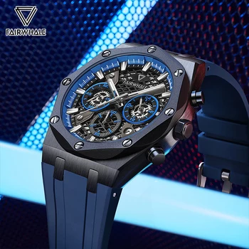 Mark Fairwhale 5660 Роскошные Кварцевые Синие Часы Мужские Модные Тенденции Спортивный Силиконовый Хронограф Водонепроницаемые Мужские Наручные Часы Reloj