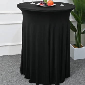 Круглая юбка для коктейльного столика, черная скатерть для стола highboy, круглая скатерть, скатерти из спандекса, облегающие скатерти