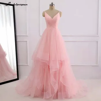 Романтическое розовое пляжное свадебное платье, свадебные платья в стиле бохо, тюлевые бретельки, молния сзади с 30-сантиметровым хвостом, Vestido De Noiva