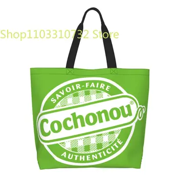 Изготовленные на заказ холщовые сумки для покупок Pig Cochonou для женщин, перерабатывающие сумки для покупок большой емкости