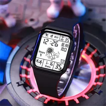Модные Новые студенческие спортивные электронные часы на открытом воздухе с циферблатом астронавта, часы-календарь, цифровые наручные часы для мальчиков и девочек