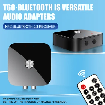 Аудиоприемник BT RCA, совместимый с NFC Bluetooth, 5,3 HD, 3,5 мм Разъем Aux, беспроводной адаптер с пультом дистанционного управления для телевизора, автомобиля