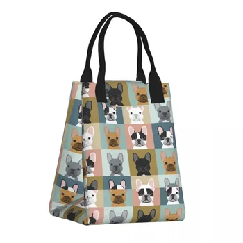 Портреты французского Бульдога с рисунком, Термоизолированная сумка для ланча, Женская сумка для любителей французских собак, Многоразовый Контейнер для ланча, Коробка для Бенто