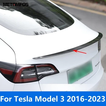 Для Tesla Модель 3 2016-2021 2022 2023 Углеродное Волокно Задняя Крыша Спойлер Багажника Хвостовое Крыло Отделка Губ Наклейка Аксессуары Для Укладки Автомобилей