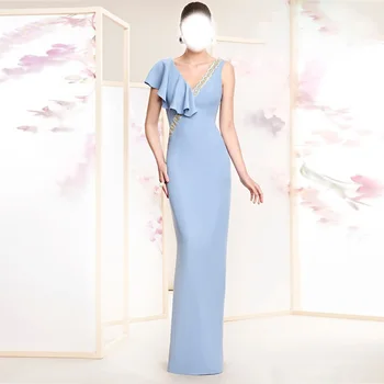 Vestidos para Mujer Elegantes без спинки 2023, Облегающее Платье для Матери Невесты с V-образным вырезом и Аппликациями, Вечерние Платья Для Гостей на свадьбу