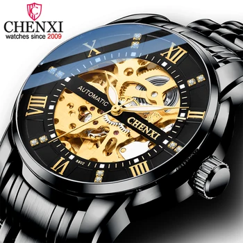 Мужские автоматические часы CHENXI Водонепроницаемые, лучший бренд класса Люкс, механические часы с турбийоном, модные деловые наручные часы Relogio Masculino