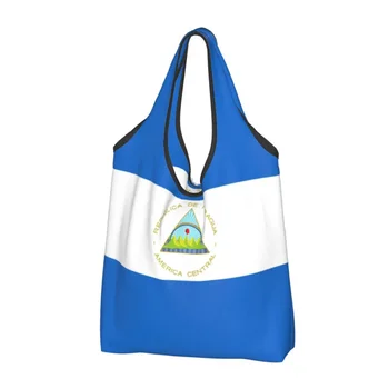 Наклейки с флагом Никарагуа, сумка для покупок, женская сумка Kawaii Proud Patriotic Shopper, сумки через плечо, сумка большой емкости
