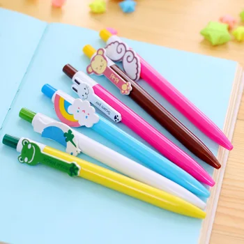 24 шт Милая мультяшная шариковая ручка с радугой, Корейские креативные канцелярские принадлежности, оптовая продажа, Студенческая шариковая ручка карамельного цвета.