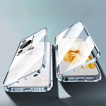 Двусторонний Стеклянный Чехол для телефона Huawei P60 Pro P60 Art Magnetic Case 360 ° Полная защита Защитный чехол для Huawei P60Pro