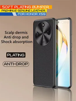 Чехол для телефона из натуральной кожи Geniune для Honor X50 Corium Soft Funda для Honor X50, мягкий бампер с защитой объектива CD