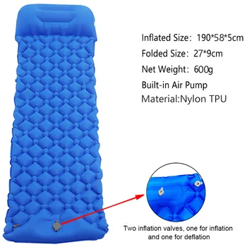 Портативный походный надувной матрас для сна со встроенным воздушным насосом, 2 способа надувания, объединены в двойной спальный коврик