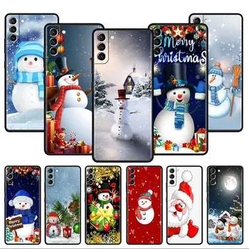 Рождественский Чехол с Мультяшным Снеговиком Для Samsung Galaxy S23 S22 Ultra S21 S20 FE S10 S9 Plus S8 Note 20 10 Plus 9 Мягкая Оболочка Телефона