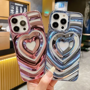 Гальванический 3D Чехол Для Телефона С Рисунком Сердца Love Для iPhone 14 Pro Max 11 12 13 Pro Max Ярких Цветов, Противоударный Мягкий Чехол Bumber