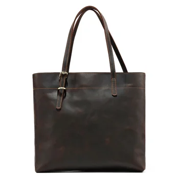 Винтажная сумка-тоут из натуральной кожи для женщин и мужчин, большая сумка через плечо с регулируемыми ручками, рабочий кошелек 