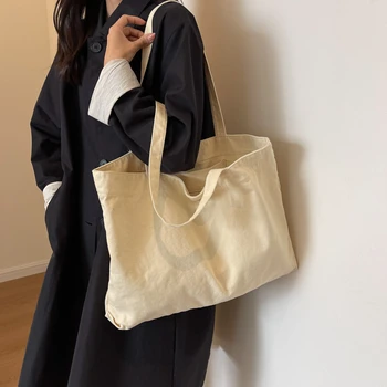 Новая модная универсальная женская холщовая сумка большой емкости, простые сумки на одно плечо для отдыха на природе, для хранения в пригородных поездах