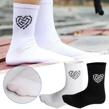 Мужские Велосипедные носки с цепочкой в форме сердца, Легкие Дышащие Велосипедные носки MTB С защитой От пота, Высокоэластичные Спортивные носки Для Бега