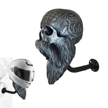 Настенный держатель мотоциклетных шлемов с черепом, держатель шлемов с черепом, Настенная Вешалка, изделия из смолы, Декоративный Держатель шлемов с черепом