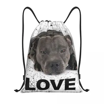 Стаффордширский бультерьер Собака Рюкзак на шнурке Спортивная Спортивная сумка для женщин Мужчин EBT Cute Love Training Sackpack
