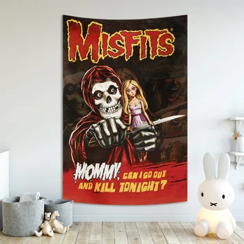 Плакат американской панк-рок-группы Misfits, гобелен, баннер, флаг, богемное общежитие хиппи, украшенное настенными гобеленами на холсте