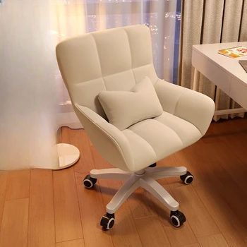 Офисное кресло из кожи на коленях, кожаное эргономичное кресло, дизайнерский акцент, Ленивый стул с высокой спинкой, мебель для салона Silla Escritorio