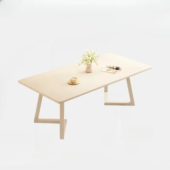 Крем стиле прямоугольную каменную плиту, обеденный стол и стулья, современный и минималистский мелкой бытовой роскошь свет