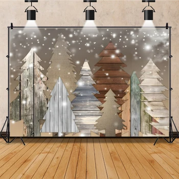 Laeacco Winter Snowflakes Собирает деревянную доску Рождественская елка Фотофоны для фотосъемки Портретные Фотофоны Реквизит