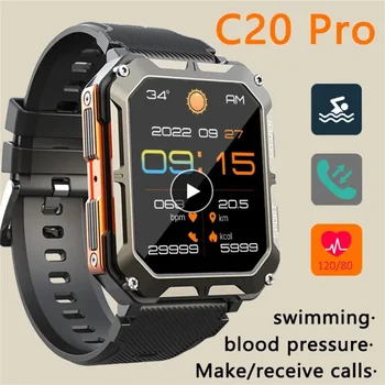 Смарт-часы 2023 C20 Pro с диагональю 1,83 дюйма, совместимые с Bluetooth, водонепроницаемые IP68, музыкальный звонок, Спорт на открытом воздухе, фитнес, умные часы с частотой сердечных сокращений