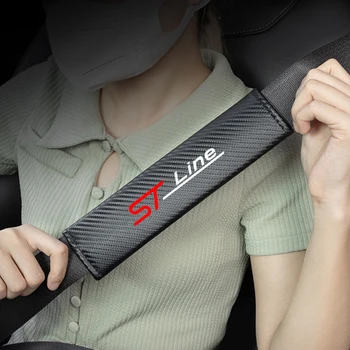 2шт Карбоновый Ремень безопасности для автомобиля, Плечевой защитный чехол, Украшение для ремня безопасности для Ford Fiesta Mondeo Fusion Escape Edge ST LINE