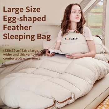 Теплый спальный мешок в форме яйца для кемпинга для взрослых на открытом воздухе большого размера с фиксирующейся температурой, Осенне-зимний спальный мешок на пуху