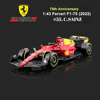 Модель автомобиля Bburago F1 2022 в масштабе 1:43 75-й Ferrari F1-75 Sainz Leclerc Alfa Romeo Mclaren Red Bull Racing Mercedes Formula 1 Игрушка