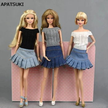 Синие джинсы, повседневная одежда, одежда для куклы Барби, детская игрушка, юбка-трапеция, одежда для куклы принцессы Барби, аксессуары для кукол 1/6.