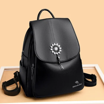 Дизайнерский Многофункциональный женский противоугонный рюкзак, женский дорожный рюкзак из мягкой кожи, рюкзак с несколькими карманами большой емкости