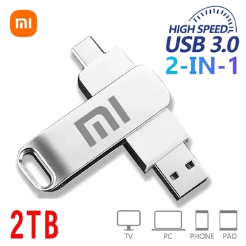 XIAOMI 512GB Mini Pen Drive USB Memory USB Флэш-накопитель 2 ТБ 1 ТБ 4 ТБ Type-C Высокоскоростной USB 3.0 Водонепроницаемый Флешка USB Flash