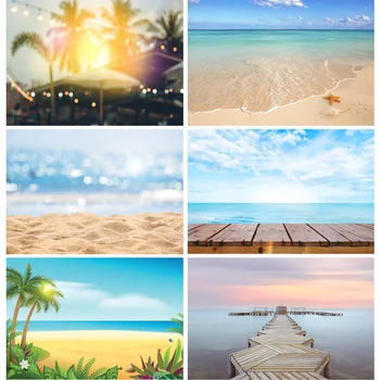 Летний Тропический Морской пляж, Пальмы, Фон для фотосъемки, Природные живописные Фотофоны, Фотосессия, Фотостудия 22324 HT-08