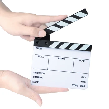 Видео режиссера Акриловая вагонка для сухого стирания телевизионных фильмов Доска для хлопушки для фильмов с цветными палочками (6,3x5,5 дюйма / 16x14 см)