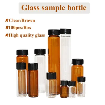 Стеклянная бутылка для образцов 3-50 МЛ Прозрачная коричневая стеклянная бутылка с завинчивающейся крышкой Бутылка для эфирного масла Бутылка для образцов Бутылка для реагентов