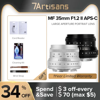 7artisans 35mm F1.2 II APS-C Объектив с большой диафрагмой Prime для Micro 4/3 Sony E A6000 A7III Fuji X Canon EF-M Nikon Z Z5
