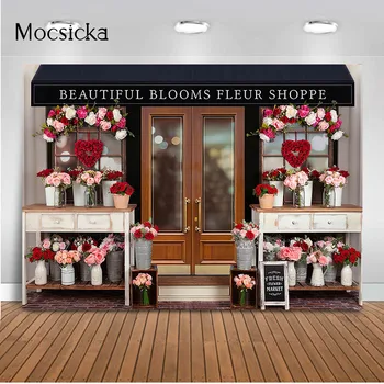 Фон для фотосъемки в Магазине роз на День Святого Валентина Красивые цветы Fleur Shoppe Фон для фотосъемки на рынке свежих цветов Реквизит