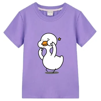 Футболки с рисунком аниме Duck Kawaii, Футболка с принтом Манги, футболка из 100% хлопка с коротким рукавом, Обычная футболка для мальчиков/девочек с милым рисунком