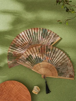 Расписанный вручную китайской каллиграфией и живописью складной веер, домашняя коллекция, поделки, свадебный ручной веер, портативный вентилятор для путешествий на открытом воздухе