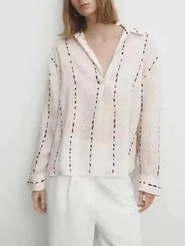 Женские Новые модные Свободные асимметричные повседневные блузки с принтом в горошек, винтажные женские рубашки с длинным рукавом и пуговицами, шикарные топы