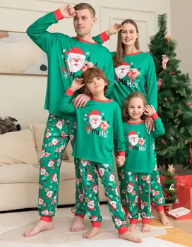Комплект рождественских семейных пижам с буквенным принтом Санта-Оленя, подходящие наряды для семьи 2023, Рождественская семейная пижама для собак Jj's