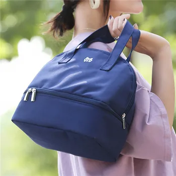 Двухслойные Водонепроницаемые холщовые сумки для ланча для женщин, Портативная высококачественная однотонная сумка-тоут, теплоизоляционная сумка-ланч-бокс