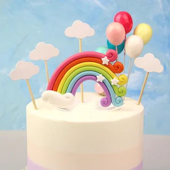Разноцветные маленькие воздушные шарики для украшения торта, вставки флага, больших радужных облаков, логотипа свадебного торта на день рождения, декора для выпечки