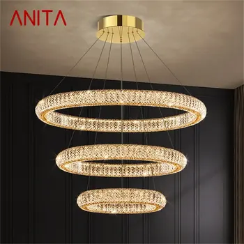 Современный подвесной светильник ANITA с хрустальными круглыми кольцами, роскошные светодиодные светильники, Декоративная Люстра для дома, гостиной, спальни