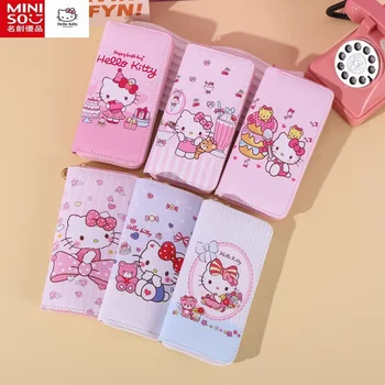 Женский студенческий кошелек MINISO Hello Kitty с креативным рисунком из мультфильма, длинный, на молнии, с несколькими отделениями, женский кошелек
